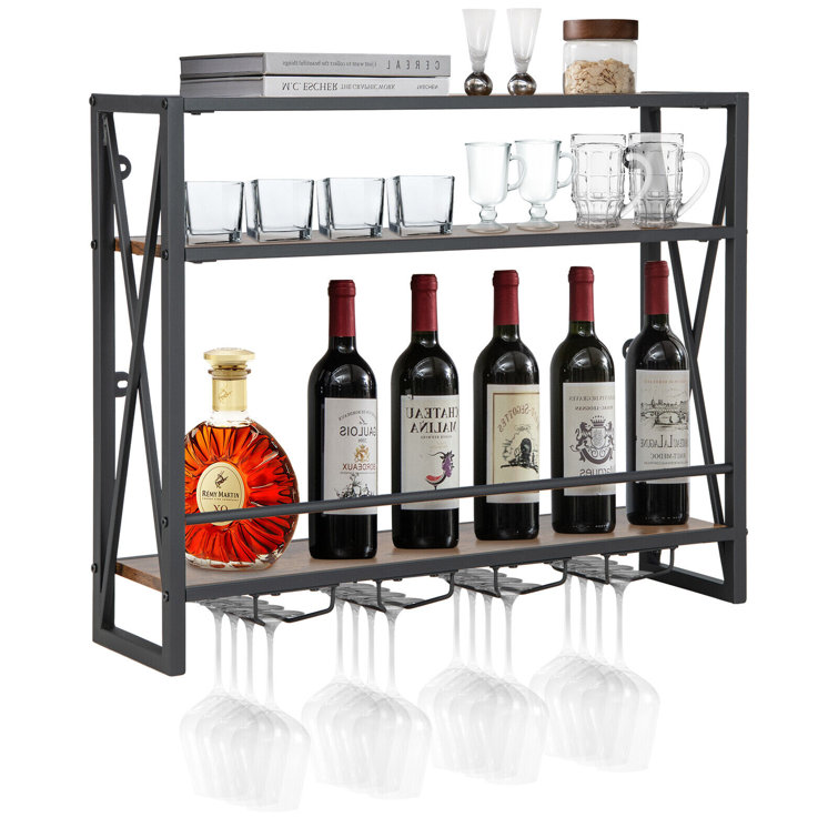 Rustic wall mounted wine glass online rack